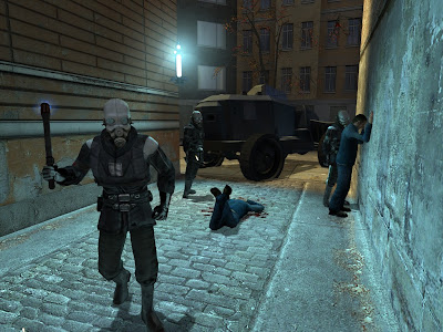 A few Combines admistering "justice" to an unarmed civilian