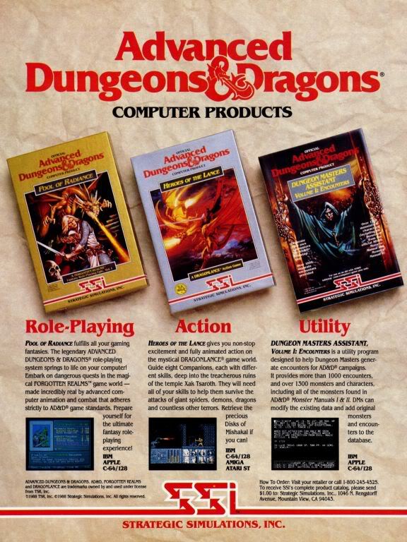 SSI's AD&D game ad