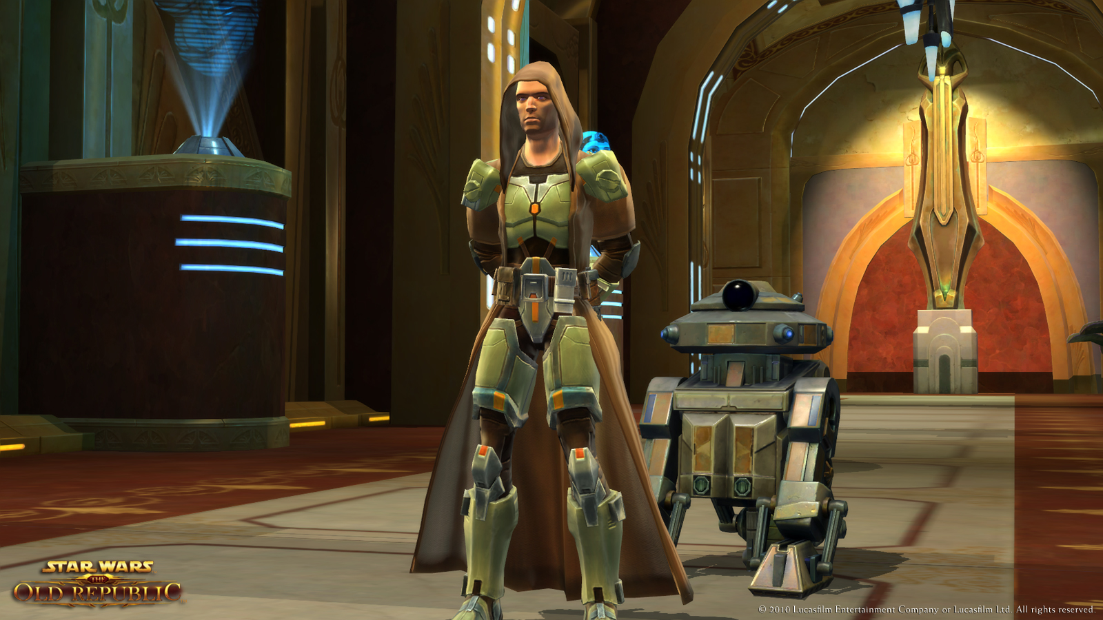A Jedi Knight with his droid companion T7-01